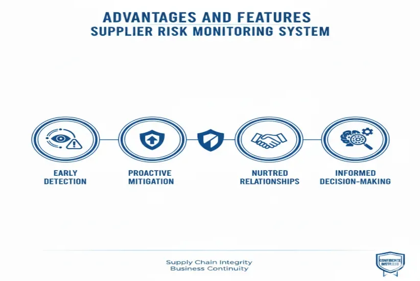 Four icons for early detection, proactive mitigation, nurtured relationships, and informed decision-making